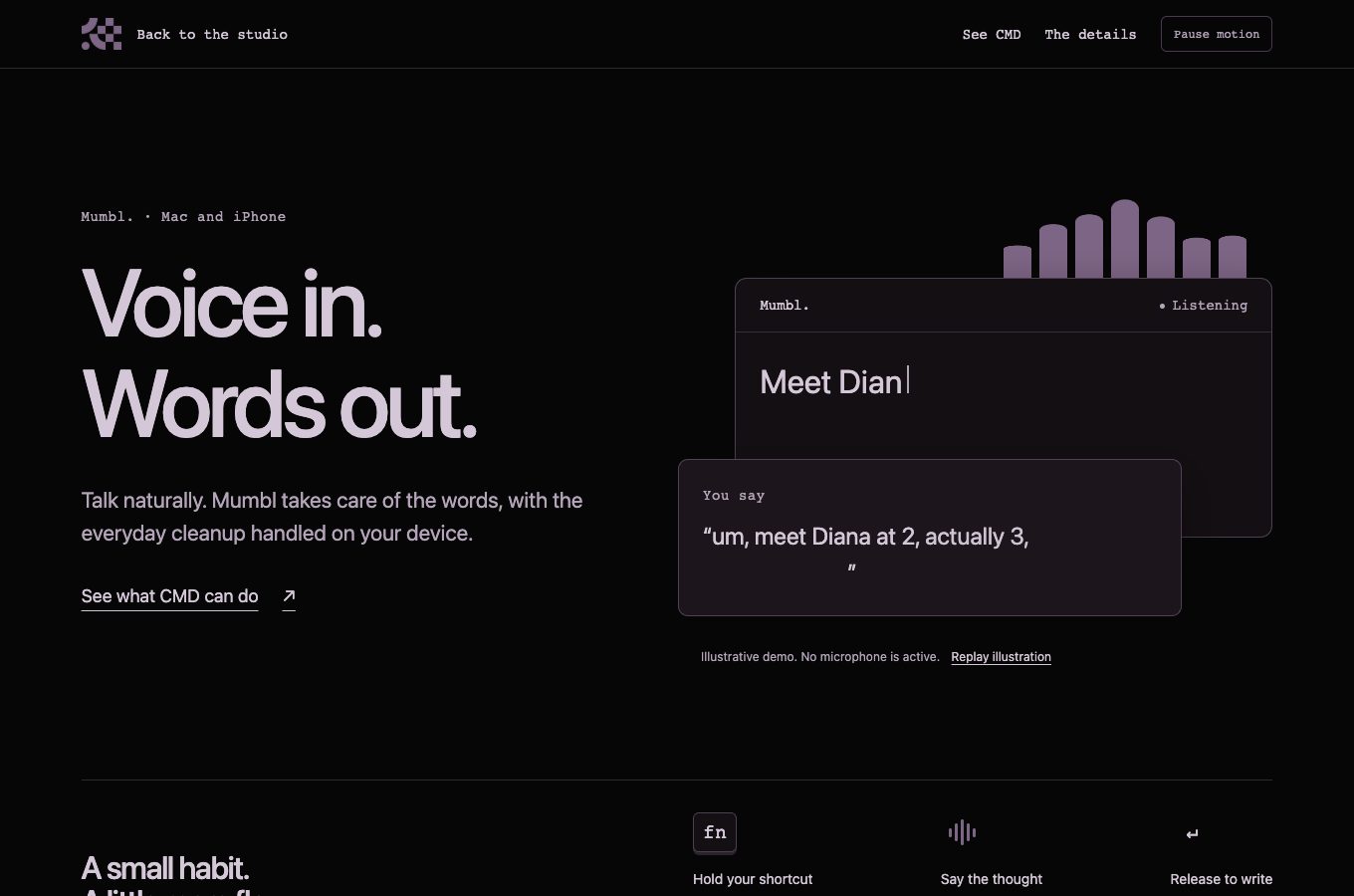 Public Mumbl website layered over an illustrated implementation map